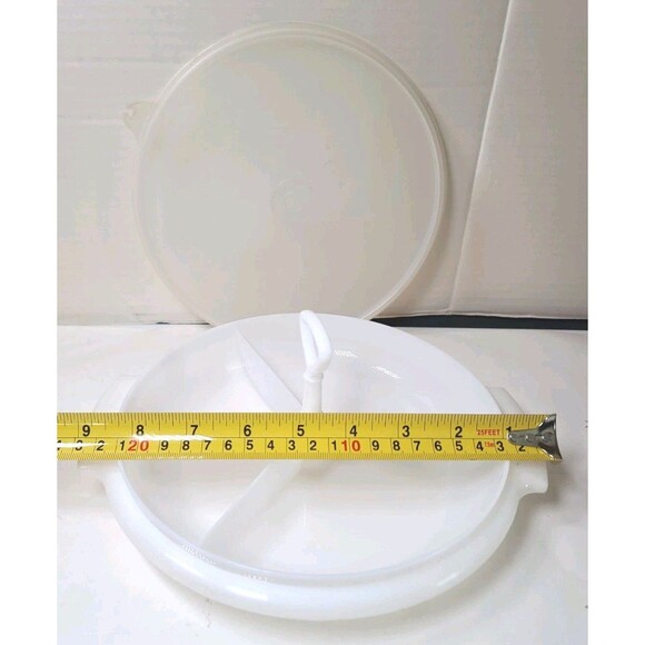 Vintage 3 Pc Tupperware Suzette Divided Relish Serving Tray 608-2 /229-4 White - Picture 2 of 6